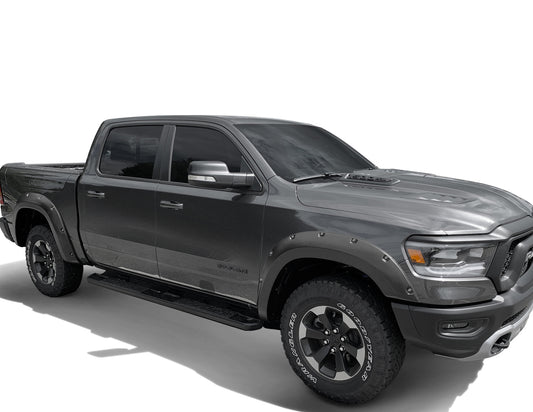 Bushwacker 50936-02 Black Pocket/Rivet Style Smooth Finish 4-Piece Fender Flare Set For 2019-2022 Ram 1500 Rebel