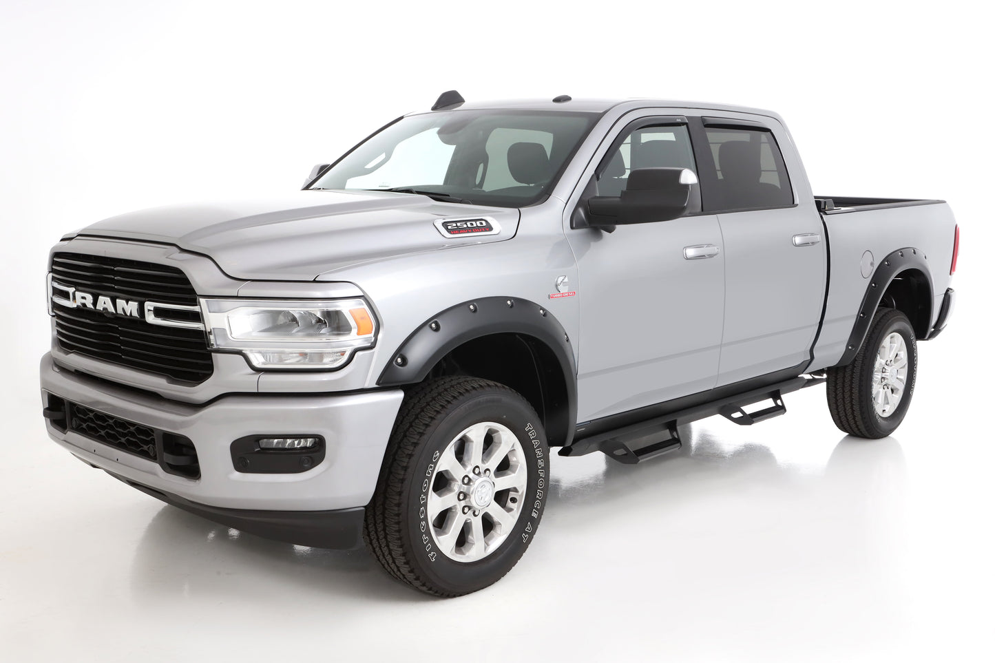 Bushwacker 50930-02 Black Pocket/Rivet Style Smooth Finish 4-Piece Fender Flare Set For 2019-2023 Ram 2500/3500 Includes Dually