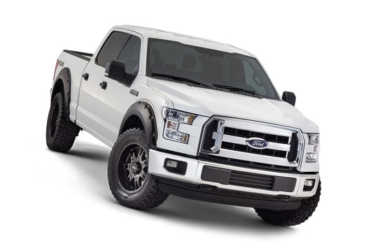 Bushwacker 20935-02 Black Pocket/Rivet Style Smooth Finish 4-Piece Fender Flare Set For 2015-2017 Ford F-150 (Excludes Models W/Tech Package)