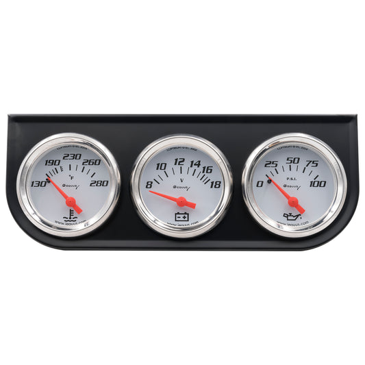 2 In. White Volt Triple Gauge Kit