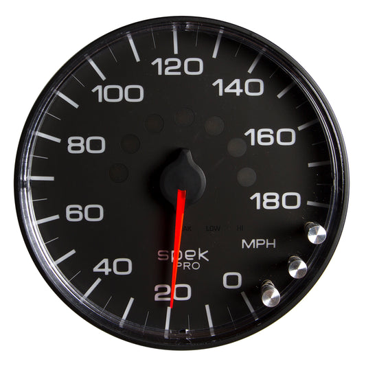5 In. SPEEDOMETER 0-180 MPH SPEK-PRO BLACK/BLACK