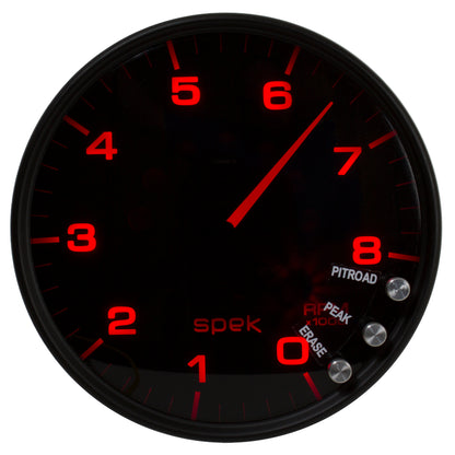 5 In. IN-DASH TACHOMETER 0-8000 RPM SPEK-PRO BLACK/BLACK