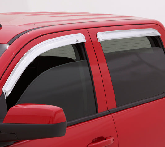 Auto Ventshade 684528 Chrome Ventvisor Side Window Deflector 4-Piece Set For 2014-2018 Silverado/Sierra 1500 (Incls. 2019 Silverado 1500 Limited/Sierra 1500 LD)  2015-2018 Silverado/Sierra 2500HD-3500HD With Double Cab